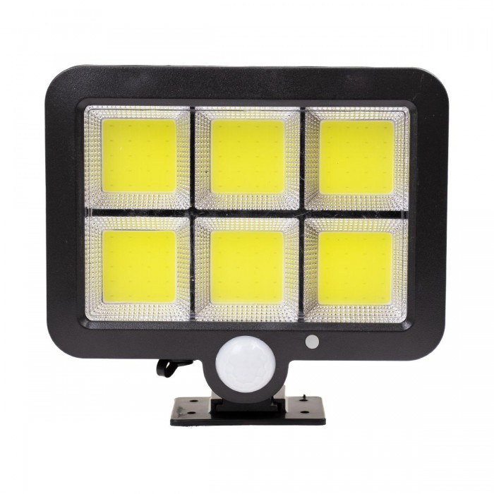 GloboStar® 71463 Αυτόνομος Ηλιακός Προβολέας LED 120 6 x COB 35W 1800lm με Ενσωματωμένη Μπαταρία 2400mAh - Φωτοβολταϊκό Πάνελ με Αισθητήρα Ημέρας-Νύχτας - PIR Αισθητήρα Κίνησης Αδιάβροχο IP65 Ψυχρό Λευκό 6000K