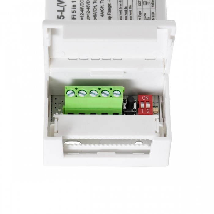 GloboStar® 71470 V5-L SKYDANCE DC WiFi & RF 2.4Ghz Dimmer High Speed Controller 5 Καναλιών DC 12-48V 5 x 6A 288W - Max 30A 1440W - IP20 Μ18 x Π5.7 x Υ2.8cm - 5 Years Warranty