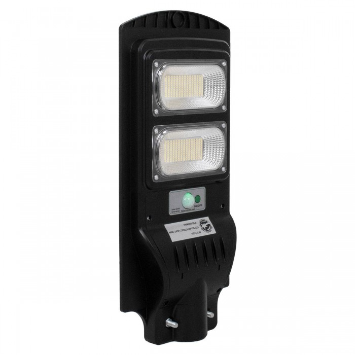 GloboStar® 71551 Αυτόνομο Ηλιακό Φωτιστικό Δρόμου Street Light LED SMD 100W 8000lm με Ενσωματωμένη Μπαταρία Li-ion 5500mAh - Φωτοβολταϊκό Πάνελ με Αισθητήρα Ημέρας-Νύχτας PIR Αισθητήρα Κίνησης και Ασύρματο Χειριστήριο Αδιάβροχο IP65 Ψυχρό Λευκό 6000K