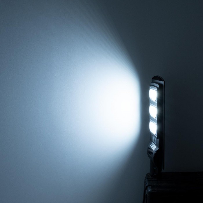 GloboStar® 71552 Αυτόνομο Ηλιακό Φωτιστικό Δρόμου Street Light LED SMD 150W 12000lm με Ενσωματωμένη Μπαταρία Li-ion 9000mAh - Φωτοβολταϊκό Πάνελ με Αισθητήρα Ημέρας-Νύχτας PIR Αισθητήρα Κίνησης και Ασύρματο Χειριστήριο Αδιάβροχο IP65 Ψυχρό Λευκό 6000K