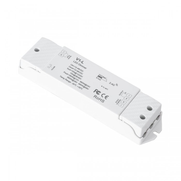 GloboStar® 71568 V1-L SKYDANCE DC RF 2.4Ghz Dimmer High Speed Controller & Push Dimming 1 Κανάλι DC 12-48V 1 x 15A 480W - Max 15A 480W - IP20 Μ17.5 x Π4.5 x Υ2.5cm - 5 Years Warranty