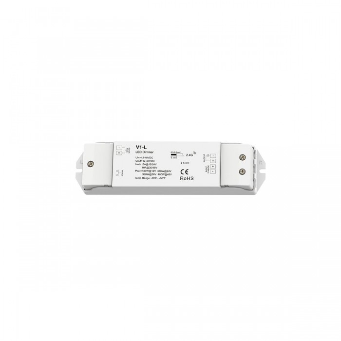 GloboStar® 71568 V1-L SKYDANCE DC RF 2.4Ghz Dimmer High Speed Controller & Push Dimming 1 Κανάλι DC 12-48V 1 x 15A 480W - Max 15A 480W - IP20 Μ17.5 x Π4.5 x Υ2.5cm - 5 Years Warranty