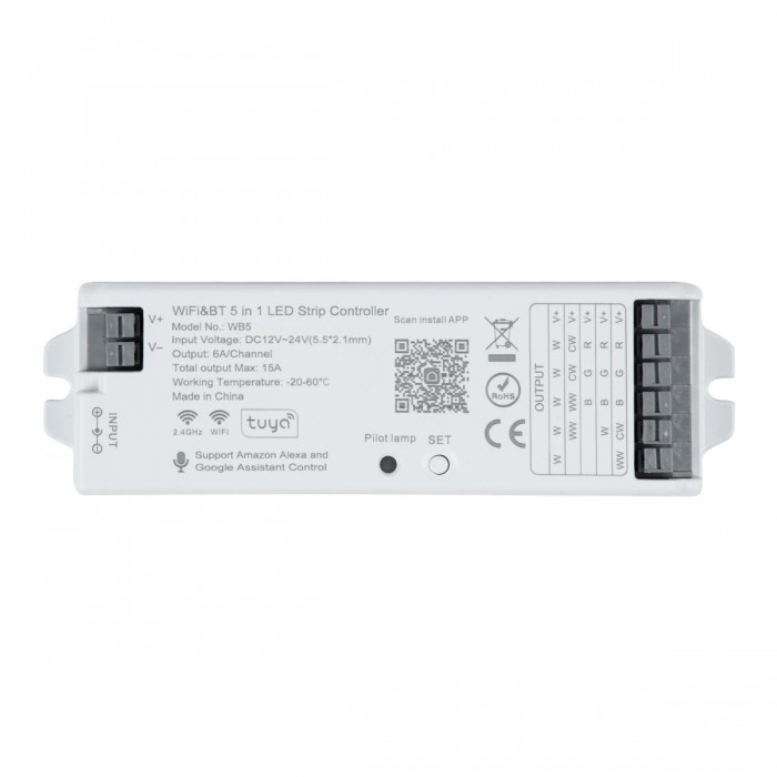 GloboStar® 73008 Ασύρματος WiFi LED RGBW+WW+CCT Controller IOS/Android 5in1 Bluetooth 2.4Ghz DC 12-24V Max 180W GloboStar® 73008 Ασύρματος WiFi LED RGBW+WW+CCT Controller IOS/Android 5in1 Bluetooth 2.4Ghz DC 12-24V Max 180W