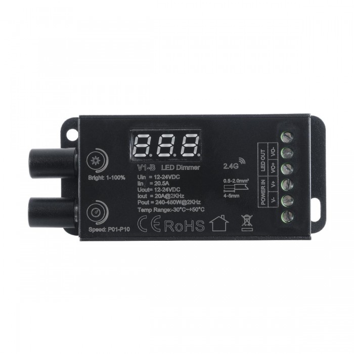 GloboStar® 73116 V1-B SKYDANCE DC RF 2.4Ghz Dimmer Constant Voltage Controller 1 Κανάλι DC 12-24V 1 x 20.5A 480W - Max 20.5A 480W - IP20 Μ9 x Π4 x Υ2.8cm - 5 Χρόνια Εγγύηση GloboStar® 73116 V1-B SKYDANCE DC RF 2.4Ghz Dimmer Constant Voltage Controller 1 Κανάλι DC 12-24V 1 x 20.5A 480W - Max 20.5A 480W - IP20 Μ9 x Π4 x Υ2.8cm - 5 Χρόνια Εγγύηση