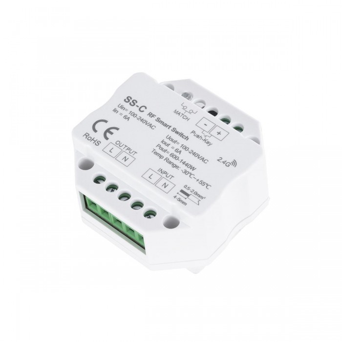 GloboStar® 73126 SS-C SKYDANCE AC RF 2.4Ghz & Push Switch 1 Κανάλι AC 100-240V 1 x 6A 1440W - Max 6A 1440W - IP20 Μ5.2 x Π5.2 x Υ2.6cm - 5 Χρόνια Εγγύηση GloboStar® 73126 SS-C SKYDANCE AC RF 2.4Ghz & Push Switch 1 Κανάλι AC 100-240V 1 x 6A 1440W - Max 6A 1440W - IP20 Μ5.2 x Π5.2 x Υ2.6cm - 5 Χρόνια Εγγύηση