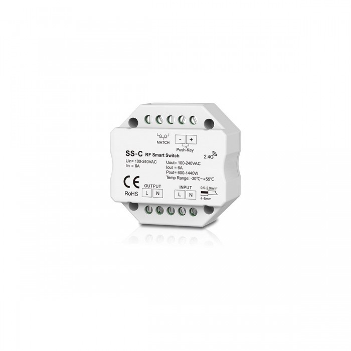 GloboStar® 73126 SS-C SKYDANCE AC RF 2.4Ghz & Push Switch 1 Κανάλι AC 100-240V 1 x 6A 1440W - Max 6A 1440W - IP20 Μ5.2 x Π5.2 x Υ2.6cm - 5 Χρόνια Εγγύηση GloboStar® 73126 SS-C SKYDANCE AC RF 2.4Ghz & Push Switch 1 Κανάλι AC 100-240V 1 x 6A 1440W - Max 6A 1440W - IP20 Μ5.2 x Π5.2 x Υ2.6cm - 5 Χρόνια Εγγύηση