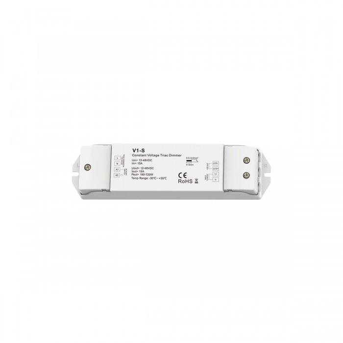 GloboStar® 73127 V1-S SKYDANCE AC Triac Dimmer Push Dimming 1 Κανάλι DC 12-48V 1 x 15A 720W - Max 15A 720W - IP20  Μ17.5 x Π4.5 x Υ2.5cm - 5 Χρόνια Εγγύηση