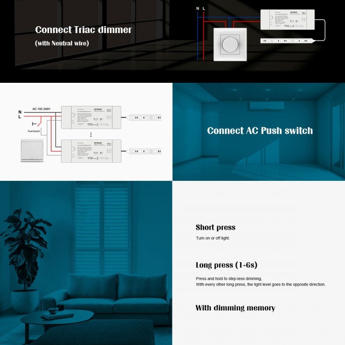 GloboStar® 73129 TE-75-12 SKYDANCE AC Triac Dimmer Push Dimming 1 Κανάλι AC 200-240V 1 x 6.25A 75W - Max 6.25A 75W - IP20 Μ18 x Π5.7 x Υ3cm - 5 Χρόνια Εγγύηση GloboStar® 73129 TE-75-12 SKYDANCE AC Triac Dimmer Push Dimming 1 Κανάλι AC 200-240V 1 x 6.25A 75W - Max 6.25A 75W - IP20 Μ18 x Π5.7 x Υ3cm - 5 Χρόνια Εγγύηση