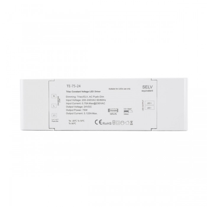 GloboStar® 73130 TE-75-24 SKYDANCE AC Triac Dimmer Push Dimming 1 Κανάλι AC 200-240V 1 x 3.125A 75W - Max 3.125A 75W - IP20 Μ18 x Π5.7 x Υ3cm - 5 Χρόνια Εγγύηση GloboStar® 73130 TE-75-24 SKYDANCE AC Triac Dimmer Push Dimming 1 Κανάλι AC 200-240V 1 x 3.125A 75W - Max 3.125A 75W - IP20 Μ18 x Π5.7 x Υ3cm - 5 Χρόνια Εγγύηση