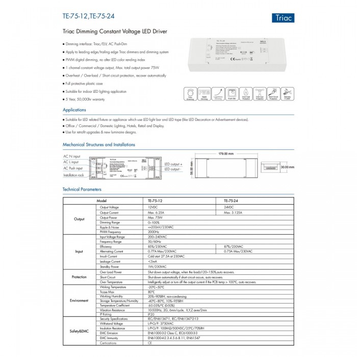 GloboStar® 73130 TE-75-24 SKYDANCE AC Triac Dimmer Push Dimming 1 Κανάλι AC 200-240V 1 x 3.125A 75W - Max 3.125A 75W - IP20 Μ18 x Π5.7 x Υ3cm - 5 Χρόνια Εγγύηση GloboStar® 73130 TE-75-24 SKYDANCE AC Triac Dimmer Push Dimming 1 Κανάλι AC 200-240V 1 x 3.125A 75W - Max 3.125A 75W - IP20 Μ18 x Π5.7 x Υ3cm - 5 Χρόνια Εγγύηση