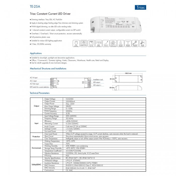 GloboStar® 73134 TE-25A SKYDANCE AC Triac Dimmable Constant Current LED Driver 1 Κανάλι AC 200-240V 1 x 0.22A 25W - Max 0.22A 25W - IP20 Μ17.5 x Π4.4 x Υ3cm - 5 Χρόνια Εγγύηση GloboStar® 73134 TE-25A SKYDANCE AC Triac Dimmable Constant Current LED Driver 1 Κανάλι AC 200-240V 1 x 0.22A 25W - Max 0.22A 25W - IP20 Μ17.5 x Π4.4 x Υ3cm - 5 Χρόνια Εγγύηση