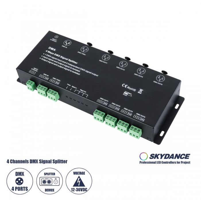 GloboStar® 73136 DMA SKYDANCE DC DMX512 Signal Splitter / Amplifier 4 Καναλιών DC 12-36V - IP20 Μ25.6 x Π9.2 x Υ3.8cm - 5 Χρόνια Εγγύηση GloboStar® 73136 DMA SKYDANCE DC DMX512 Signal Splitter / Amplifier 4 Καναλιών DC 12-36V - IP20 Μ25.6 x Π9.2 x Υ3.8cm - 5 Χρόνια Εγγύηση