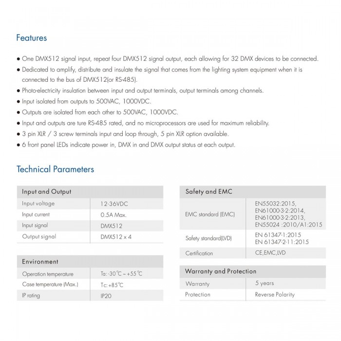 GloboStar® 73136 DMA SKYDANCE DC DMX512 Signal Splitter / Amplifier 4 Καναλιών DC 12-36V - IP20 Μ25.6 x Π9.2 x Υ3.8cm - 5 Χρόνια Εγγύηση GloboStar® 73136 DMA SKYDANCE DC DMX512 Signal Splitter / Amplifier 4 Καναλιών DC 12-36V - IP20 Μ25.6 x Π9.2 x Υ3.8cm - 5 Χρόνια Εγγύηση