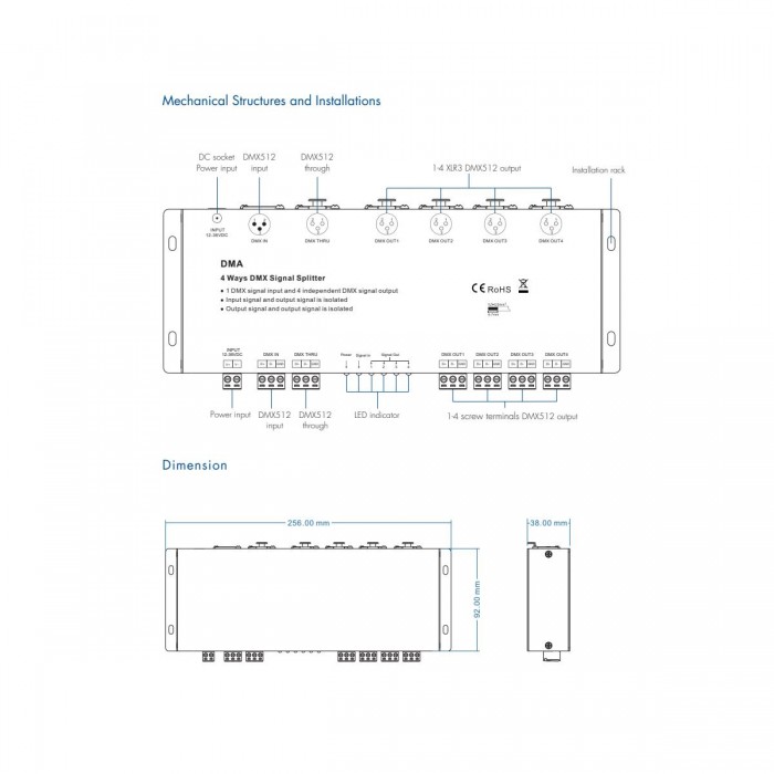 GloboStar® 73136 DMA SKYDANCE DC DMX512 Signal Splitter / Amplifier 4 Καναλιών DC 12-36V - IP20 Μ25.6 x Π9.2 x Υ3.8cm - 5 Χρόνια Εγγύηση GloboStar® 73136 DMA SKYDANCE DC DMX512 Signal Splitter / Amplifier 4 Καναλιών DC 12-36V - IP20 Μ25.6 x Π9.2 x Υ3.8cm - 5 Χρόνια Εγγύηση