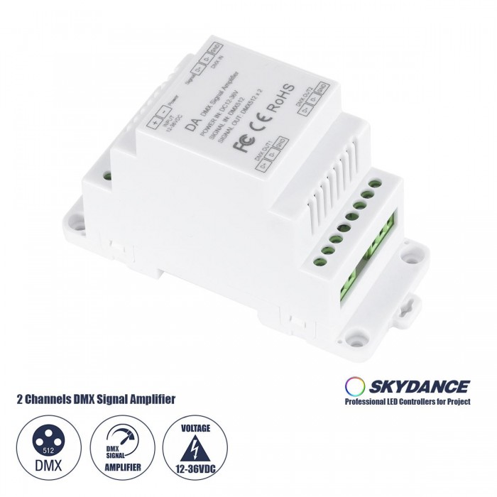 GloboStar® 73137 DA SKYDANCE DC DMX512 Signal Amplifier Din Rail Ράγας 2 Καναλιών DC 12-48V - IP20 Μ11.5 x Π5 x Υ6.5cm - 5 Χρόνια Εγγύηση GloboStar® 73137 DA SKYDANCE DC DMX512 Signal Amplifier Din Rail Ράγας 2 Καναλιών DC 12-48V - IP20 Μ11.5 x Π5 x Υ6.5cm - 5 Χρόνια Εγγύηση