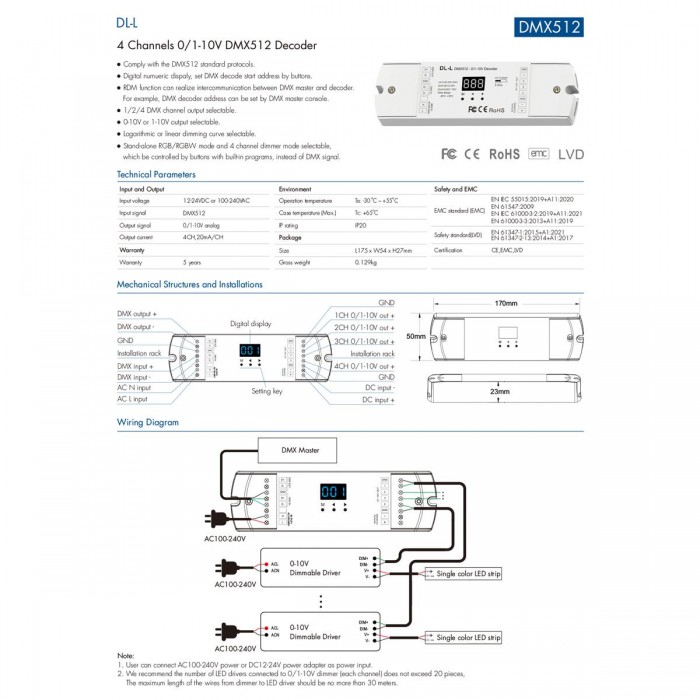 GloboStar® 73140 DL-L SKYDANCE AC DMX512 to 0/1-10V Converter / Decoder 4 Καναλιών - 2 Inputs DC 12-24V ή AC 100-240V - IP20 Μ17 x Π5 x Υ2.5cm - 5 Χρόνια Εγγύηση GloboStar® 73140 DL-L SKYDANCE AC DMX512 to 0/1-10V Converter / Decoder 4 Καναλιών - 2 Inputs DC 12-24V ή AC 100-240V - IP20 Μ17 x Π5 x Υ2.5cm - 5 Χρόνια Εγγύηση