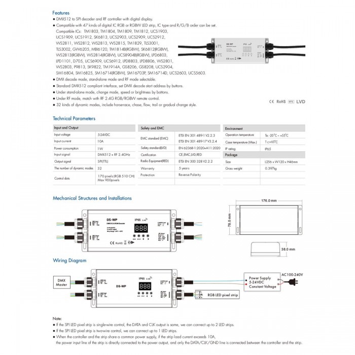 GloboStar® 73143 DS-WP SKYDANCE DC RF 2.4Ghz DMX512 to SPI Decoder DC 5-24V - Αδιάβροχο IP65 Μ17 x Π8 x Υ4cm - 5 Χρόνια Εγγύηση GloboStar® 73143 DS-WP SKYDANCE DC RF 2.4Ghz DMX512 to SPI Decoder DC 5-24V - Αδιάβροχο IP65 Μ17 x Π8 x Υ4cm - 5 Χρόνια Εγγύηση