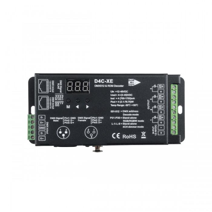 GloboStar® 73147 D4C-XE SKYDANCE DC DMX512 Constant Current & RDM Decoder 4 Καναλιών DC 12-48V 4 x 1.75A 315W - Max 7A 315W - IP20 Π16.5 x Π7 x Υ3.7cm - 5 Χρόνια Εγγύηση GloboStar® 73147 D4C-XE SKYDANCE DC DMX512 Constant Current & RDM Decoder 4 Καναλιών DC 12-48V 4 x 1.75A 315W - Max 7A 315W - IP20 Π16.5 x Π7 x Υ3.7cm - 5 Χρόνια Εγγύηση