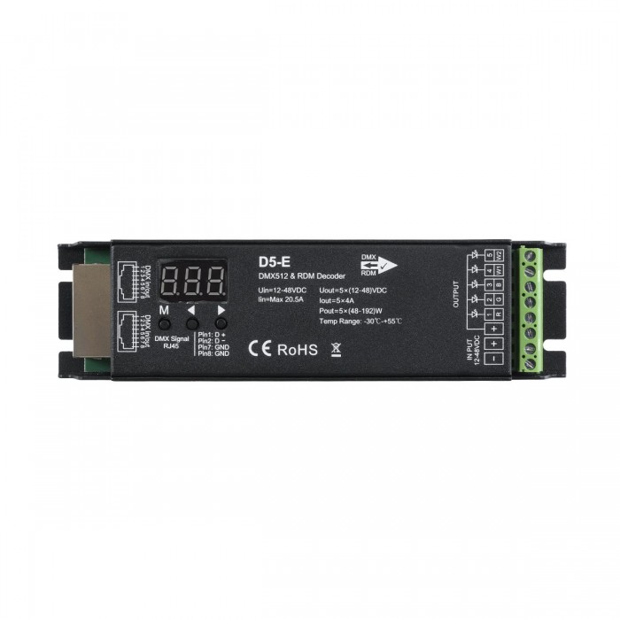 GloboStar® 73148 D5-E SKYDANCE DC DMX512 & RDM Decoder 5 Καναλιών DC 12-48V 5 x 4A 960W - Max 20.5A 960W - IP20 Μ17.5 x Π4.5 x Υ3.3cm - 5 Χρόνια Εγγύηση GloboStar® 73148 D5-E SKYDANCE DC DMX512 & RDM Decoder 5 Καναλιών DC 12-48V 5 x 4A 960W - Max 20.5A 960W - IP20 Μ17.5 x Π4.5 x Υ3.3cm - 5 Χρόνια Εγγύηση