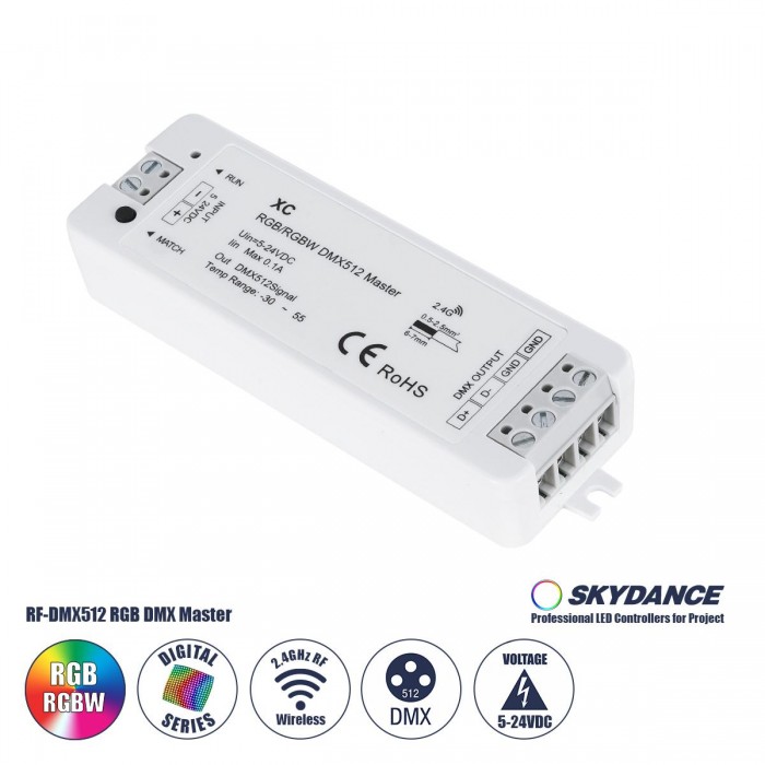 GloboStar® 73157 XC SKYDANCE DC RF 2.4Ghz DMX512 Master Digital DC 5-24V - IP20 Μ10.5 x Π3.5 x Υ2cm - 5 Χρόνια Εγγύηση GloboStar® 73157 XC SKYDANCE DC RF 2.4Ghz DMX512 Master Digital DC 5-24V - IP20 Μ10.5 x Π3.5 x Υ2cm - 5 Χρόνια Εγγύηση