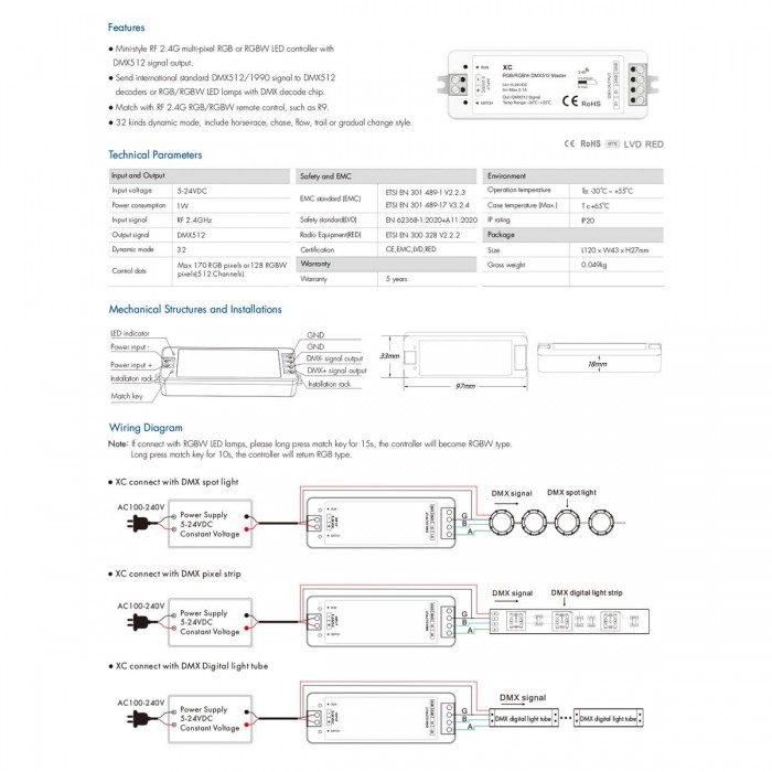 GloboStar® 73157 XC SKYDANCE DC RF 2.4Ghz DMX512 Master Digital DC 5-24V - IP20 Μ10.5 x Π3.5 x Υ2cm - 5 Χρόνια Εγγύηση GloboStar® 73157 XC SKYDANCE DC RF 2.4Ghz DMX512 Master Digital DC 5-24V - IP20 Μ10.5 x Π3.5 x Υ2cm - 5 Χρόνια Εγγύηση