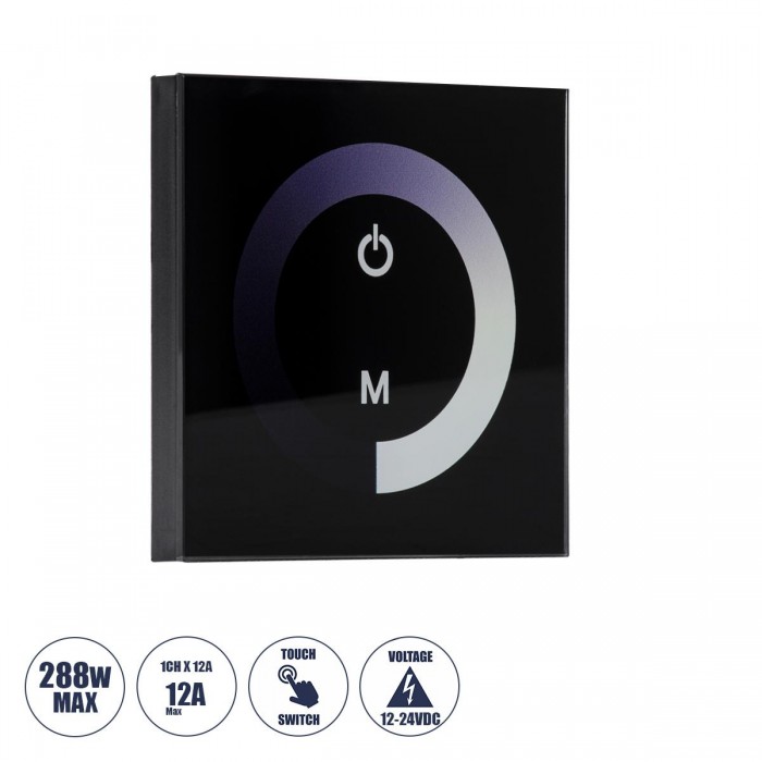 GloboStar® 73318 Επιτοίχιο Dimmer Touch - Αφής 1 Καναλιου DC 12-24V 1 x 12A 288W - Max 12A 288W - IP20 Μ9 x Π9 x Υ3.5cm - 2 Χρόνια Εγγύηση GloboStar® 73318 Επιτοίχιο Dimmer Touch - Αφής 1 Καναλιου DC 12-24V 1 x 12A 288W - Max 12A 288W - IP20 Μ9 x Π9 x Υ3.5cm - 2 Χρόνια Εγγύηση