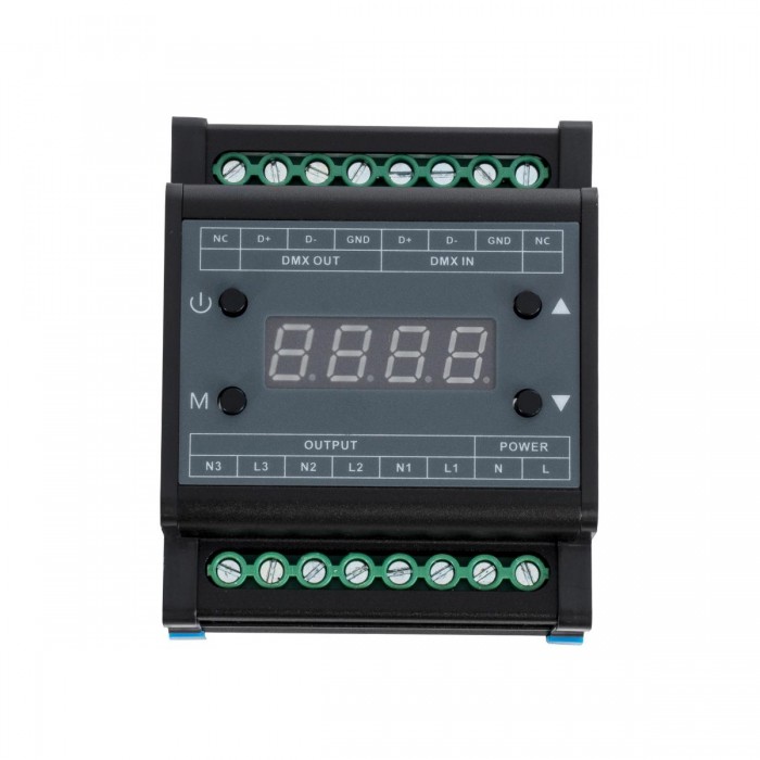 GloboStar® 73372 AC Triac DMX Dimmer Din Rail Ράγας 3 Καναλιών AC 100-240V 3 x 1A 220W - Max 3A 660W - IP20 Μ8 x Π9 x Υ6cm - 5 Years Warranty GloboStar® 73372 AC Triac DMX Dimmer Din Rail Ράγας 3 Καναλιών AC 100-240V 3 x 1A 220W - Max 3A 660W - IP20 Μ8 x Π9 x Υ6cm - 5 Years Warranty