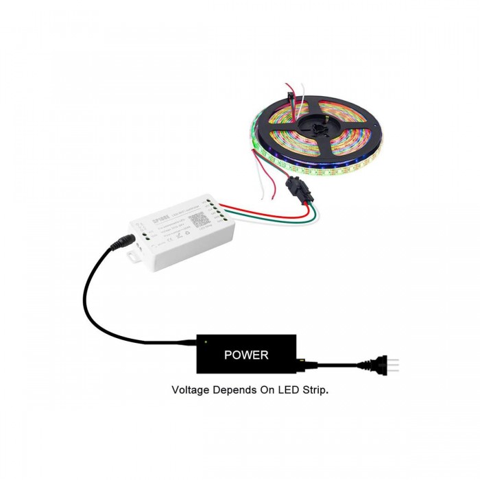 GLOBOSTAR® SP108E 73409 WiFi 2.4G Ψηφιακός Pixel Addressable Controller DC 5-12-24V IP20 - WiFi 2.4G - SPI/TTL Protocol 2048 IC - Μ8.1 x Π4.3 x Υ2.1cm - 2 Χρόνια Εγγύηση