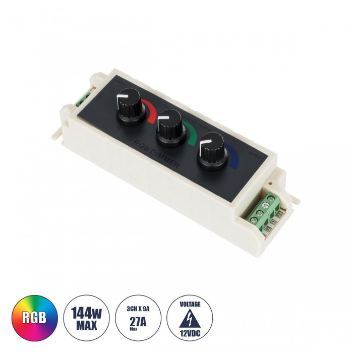 GloboStar® 73419 DC RGB Dimmer Controller 3 Καναλιών DC 12V 3 x 9A 144W - Max 27A 144W - IP20 Μ13 x Π4 x Υ4.5cm - 3 Χρόνια Εγγύηση GloboStar® 73419 DC RGB Dimmer Controller 3 Καναλιών DC 12V 3 x 9A 144W - Max 27A 144W - IP20 Μ13 x Π4 x Υ4.5cm - 3 Χρόνια Εγγύηση