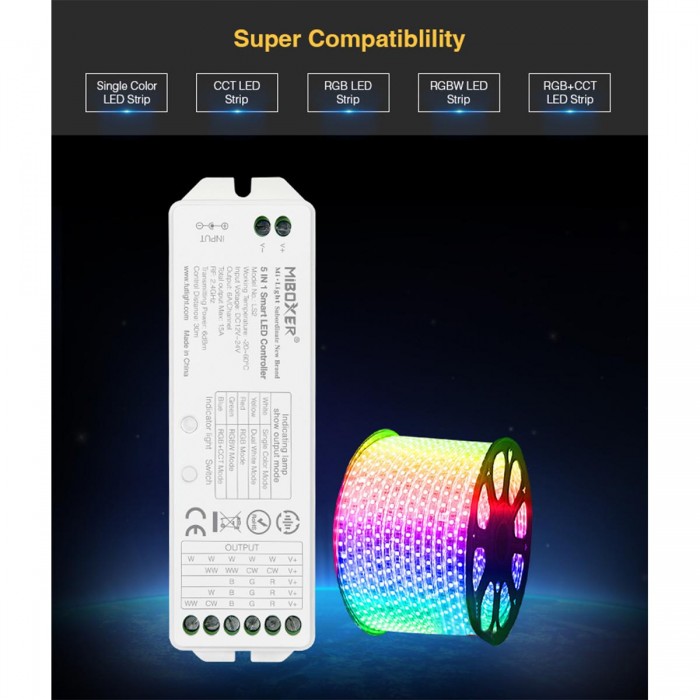 GloboStar® 73422 LS2 Mi-BOXER DC RF 2.4Ghz 5 in 1 Dimmer High Speed Controller / Dimmer 5 Καναλιών DC 12-24V 5 x 3A 72W - Max 15A 360W - IP20 RGBW+WW Μ13 x Π5 x Υ2.5cm - 5 Years Warranty GloboStar® 73422 LS2 Mi-BOXER DC RF 2.4Ghz 5 in 1 Dimmer High Speed Controller / Dimmer 5 Καναλιών DC 12-24V 5 x 3A 72W - Max 15A 360W - IP20 RGBW+WW Μ13 x Π5 x Υ2.5cm - 5 Years Warranty