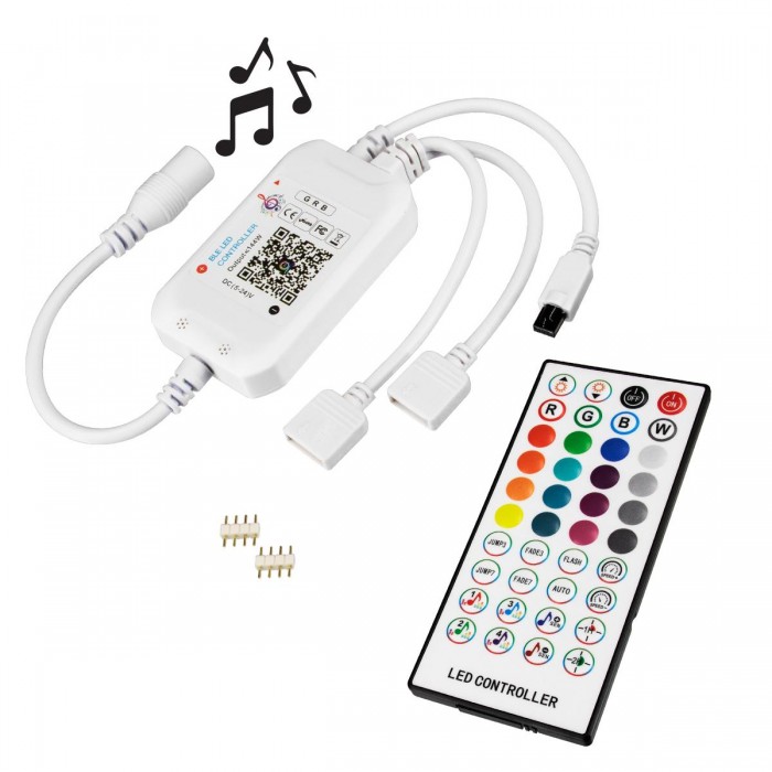 GloboStar® 73431 Ασύρματος Bluetooth LED RGB & Music Controller Sound Activated με Χειριστήριο IR & 2 Εξόδους RGB DC 5-24V Max 144W GloboStar® 73431 Ασύρματος Bluetooth LED RGB & Music Controller Sound Activated με Χειριστήριο IR & 2 Εξόδους RGB DC 5-24V Max 144W