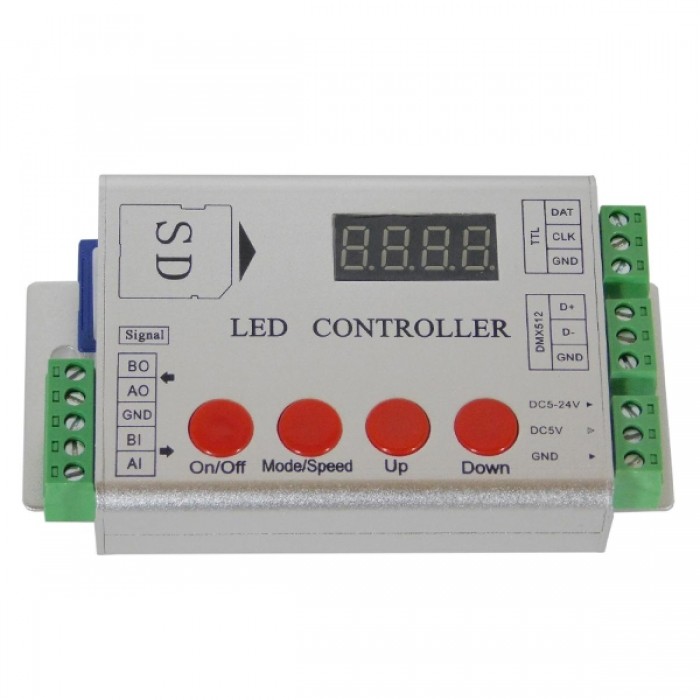 GloboStar® 73444 LED Digital RGB Controller DMX512 & Κάρτα SD για LED Digital RGB Προϊόντα 5v - 12v - 24v  HC03 2048 IC