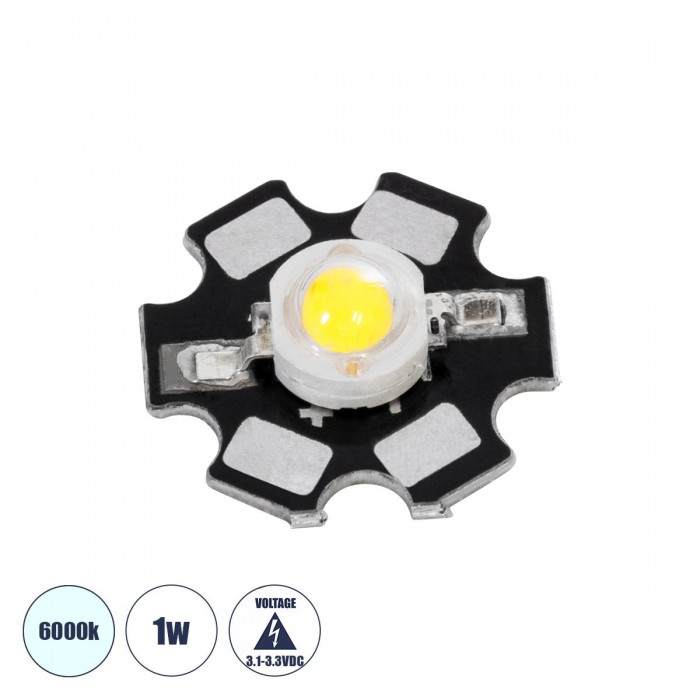 GloboStar® 73740 High Power Star LED - Υψηλής Ισχύος Star LED 1W DC 3.2V Ψυχρό Λευκό 6000K Φ2 x Υ0.6cm - 2 Χρόνια Εγγύηση GloboStar® 73740 High Power Star LED - Υψηλής Ισχύος Star LED 1W DC 3.2V Ψυχρό Λευκό 6000K Φ2 x Υ0.6cm - 2 Χρόνια Εγγύηση