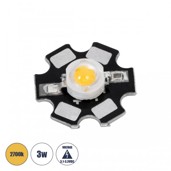 GloboStar® 73744 High Power Star LED - Υψηλής Ισχύος Star LED 3W DC 3.2V Θερμό Λευκό 2700K Φ2 x Υ0.6cm - 2 Χρόνια Εγγύηση GloboStar® 73744 High Power Star LED - Υψηλής Ισχύος Star LED 3W DC 3.2V Θερμό Λευκό 2700K Φ2 x Υ0.6cm - 2 Χρόνια Εγγύηση