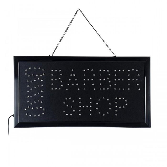 GloboStar® 75693 Φωτιστικό Ταμπέλα Φωτεινή Επιγραφή LED Σήμανσης BARBER SHOP 3W AC 230V με Διακόπτη On/Off Κόκκινο - Μπλε - Λευκό