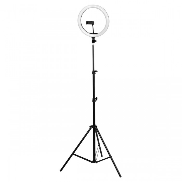 GloboStar® 75802 Professional Digital Ring Light Φ30cm LED SMD 40W 4000lm 180° DC 5V με Καλώδιο Τροφοδοσίας USB - Ενσωματωμένο Χειριστήριο Εναλλαγής Χρωμάτων & 1 Βάση Τηλεφώνου - Πολύχρωμο RGBW+WW Dimmable
