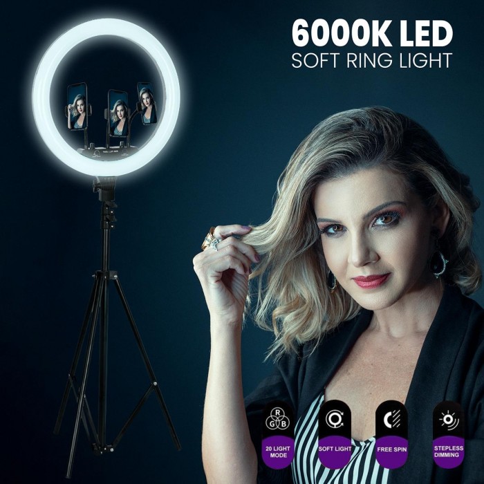 GloboStar® 75804 Professional Digital Ring Light Φ36cm LED SMD 50W 5000lm 180° AC 230V με Καλώδιο Τροφοδοσίας Πρίζας - Ασύρματο Χειριστήριο RF 2.4Ghz Εναλλαγής Χρωμάτων & 3 Βάσεις Τηλεφώνου - Πολύχρωμο RGBW+WW Dimmable GloboStar® 75804 Professional Digital Ring Light Φ36cm LED SMD 50W 5000lm 180° AC 230V με Καλώδιο Τροφοδοσίας Πρίζας - Ασύρματο Χειριστήριο RF 2.4Ghz Εναλλαγής Χρωμάτων & 3 Βάσεις Τηλεφώνου - Πολύχρωμο RGBW+WW Dimmable