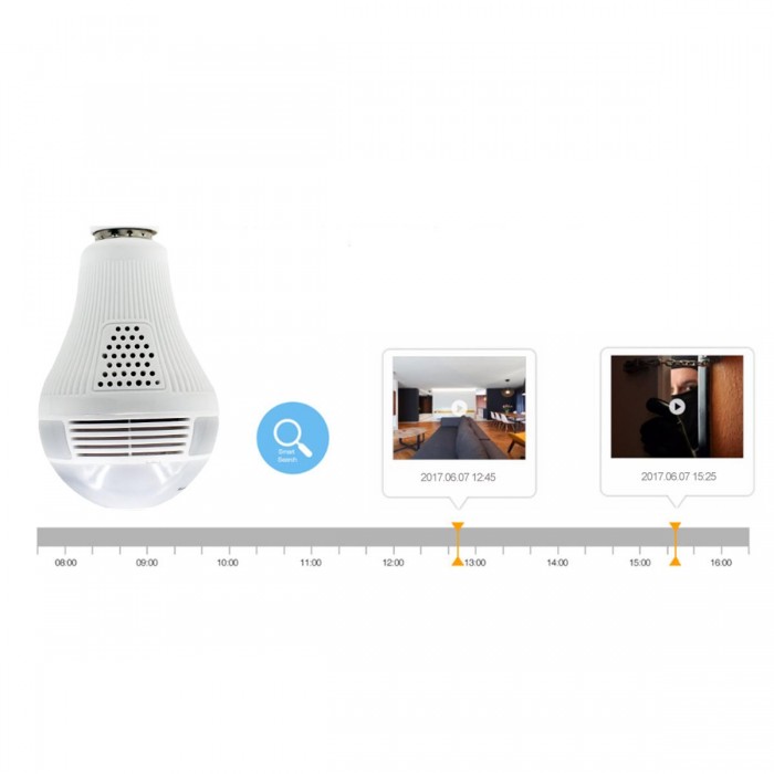 GloboStar® 76073 WIFI 2.4G IP CAMERA 2.0MP 1080P - Έξυπνη Κρυφή IP Κάμερα WiFi 1080P Fish Eye 360° 3W LED σε Σχήμα Λάμπας με Ντουί και Βάση E27 Smart Home GloboStar® 76073 WIFI 2.4G IP CAMERA 2.0MP 1080P - Έξυπνη Κρυφή IP Κάμερα WiFi 1080P Fish Eye 360° 3W LED σε Σχήμα Λάμπας με Ντουί και Βάση E27 Smart Home