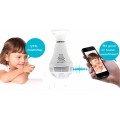 GloboStar® 76073 WIFI 2.4G IP CAMERA 2.0MP 1080P - Έξυπνη Κρυφή IP Κάμερα WiFi 1080P Fish Eye 360° 3W LED σε Σχήμα Λάμπας με Ντουί και Βάση E27 Smart Home