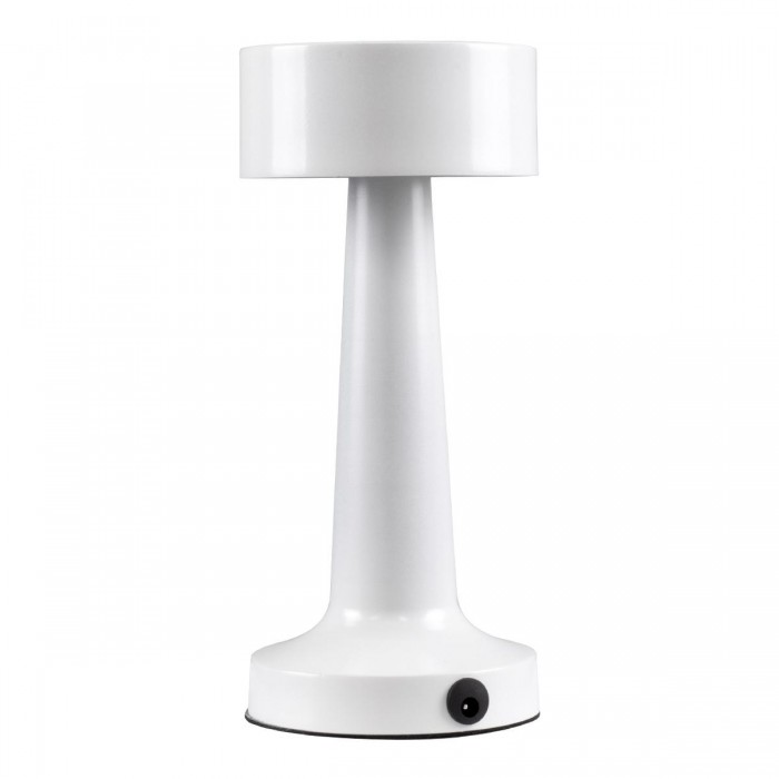 GloboStar® BELLA 76502 Μοντέρνο Επιτραπέζιο Φωτιστικό Πορτατίφ LED 1.5W 105lm 120° DC 5V Επαναφορτιζόμενο με Μπαταρία Li-ion 1800mAh - Διακόπτη Αφής με 3 Εντάσεις Φωτισμού Θερμό Λευκό 2700K Dimmable - Φ9 x 21cm - Λευκό