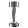 GloboStar® BELLA 76504 Μοντέρνο Επιτραπέζιο Φωτιστικό Πορτατίφ LED 1.5W 105lm 120° DC 5V Επαναφορτιζόμενο με Μπαταρία Li-ion 1800mAh - Διακόπτη Αφής με 3 Εντάσεις Φωτισμού Θερμό Λευκό 2700K Dimmable - Φ9 x 21cm - Ασημί
