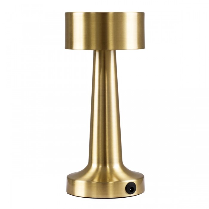 GloboStar® BELLA 76506 Μοντέρνο Επιτραπέζιο Φωτιστικό Πορτατίφ LED 1.5W 105lm 120° DC 5V Επαναφορτιζόμενο με Μπαταρία Li-ion 1800mAh - Διακόπτη Αφής με 3 Εντάσεις Φωτισμού Θερμό Λευκό 2700K Dimmable - Φ9 x 21cm - Χρυσό