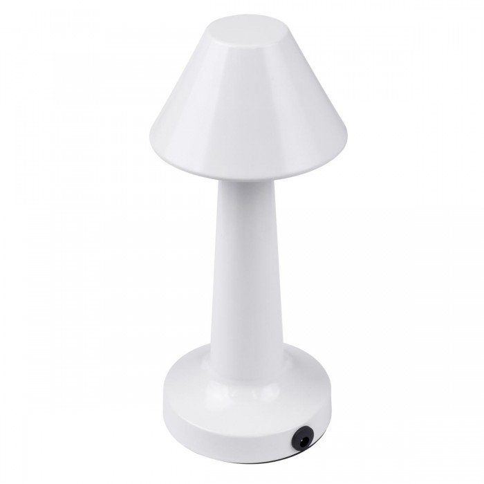 GloboStar® MOLLY 76514 Μοντέρνο Επιτραπέζιο Φωτιστικό Πορτατίφ LED 1.5W 105lm 120° DC 5V Επαναφορτιζόμενο με Μπαταρία Li-ion 1800mAh - Διακόπτη Αφής με 3 Εντάσεις Φωτισμού Θερμό Λευκό 2700K Dimmable - Φ10 x 23cm - Λευκό