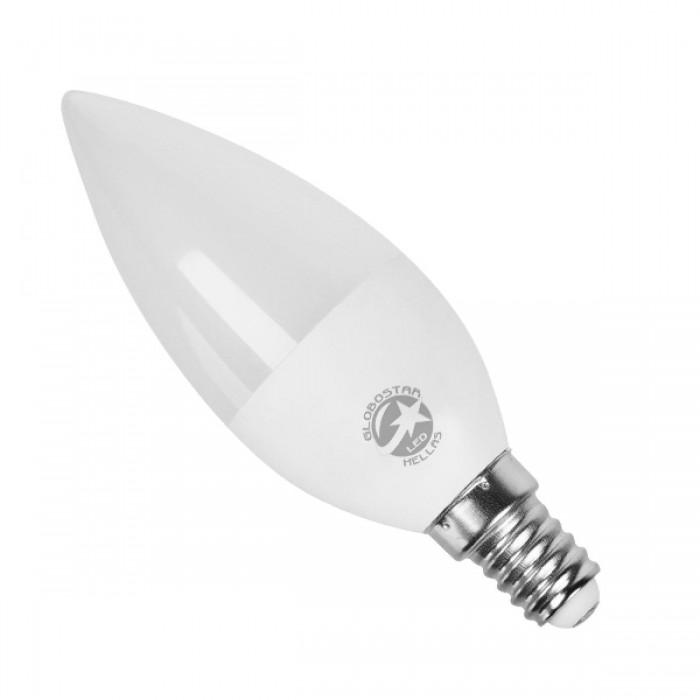 GloboStar® 77456 Λάμπα LED E14 Κεράκι C37 6W 230V 590lm 260° Ψυχρό Λευκό 6000k Dimmable