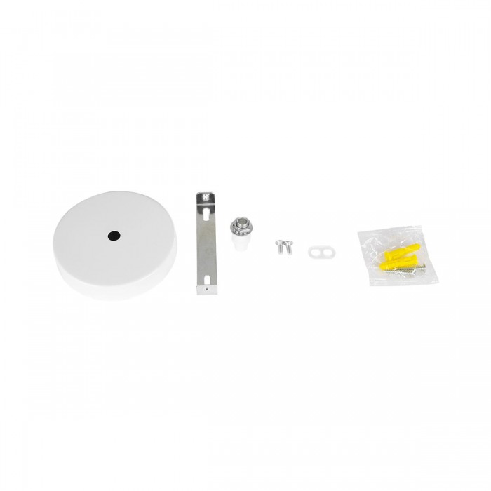 GLOBOSTAR® WALLBASE 77500 Μεταλλική Ροζέτα για Κρέμαση 1 Φωτιστικού - Λευκό - Μ10 x Π10 x Υ2cm