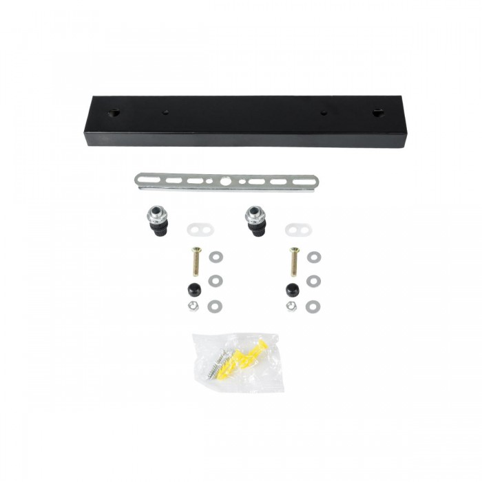 GloboStar® 77521 Ροζέτα Φωτιστικού Μαύρη Ορθογώνια με 2 Τρύπες Μ30 x Π5 x Υ2cm