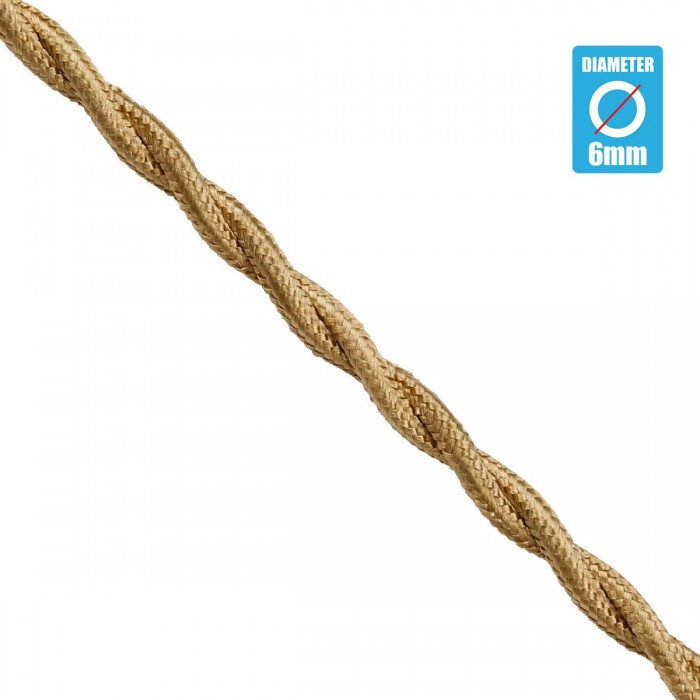 GloboStar® 77623 Πλεκτό Υφασμάτινο Καλώδιο 1m 2 x 0.75mm² Μπέζ Χρυσό GloboStar® 77623 Πλεκτό Υφασμάτινο Καλώδιο 1m 2 x 0.75mm² Μπέζ Χρυσό
