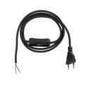 GLOBOSTAR® WHIP 77669 Μοντέρνο DIY Υφασμάτινο Καλώδιο με Διακόπτη On/Off AC 220-240V IP20 - Μαύρο - Μ150 x Π2.7 x Υ1.9cm