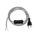 GLOBOSTAR® WHIP 77670 Μοντέρνο DIY Υφασμάτινο Καλώδιο με Διακόπτη On/Off AC 220-240V IP20 - Λευκό & Μαύρο - Μ140 x Π2.7 x Υ1.9cm GLOBOSTAR® WHIP 77670 Μοντέρνο DIY Υφασμάτινο Καλώδιο με Διακόπτη On/Off AC 220-240V IP20 - Λευκό & Μαύρο - Μ140 x Π2.7 x Υ1.9cm