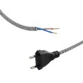 GLOBOSTAR® WHIP 77670 Μοντέρνο DIY Υφασμάτινο Καλώδιο με Διακόπτη On/Off AC 220-240V IP20 - Λευκό & Μαύρο - Μ140 x Π2.7 x Υ1.9cm GLOBOSTAR® WHIP 77670 Μοντέρνο DIY Υφασμάτινο Καλώδιο με Διακόπτη On/Off AC 220-240V IP20 - Λευκό & Μαύρο - Μ140 x Π2.7 x Υ1.9cm